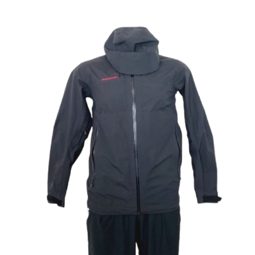 Mammut Men's Black Wenaha Gore-Tex Hooded Full-Zip Raincoat Jacket Size S